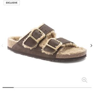 Men’s Arizona Birkenstock Shearling Sandals-Espresso